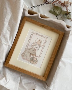 Cuadro Virgen con niño (rosa)